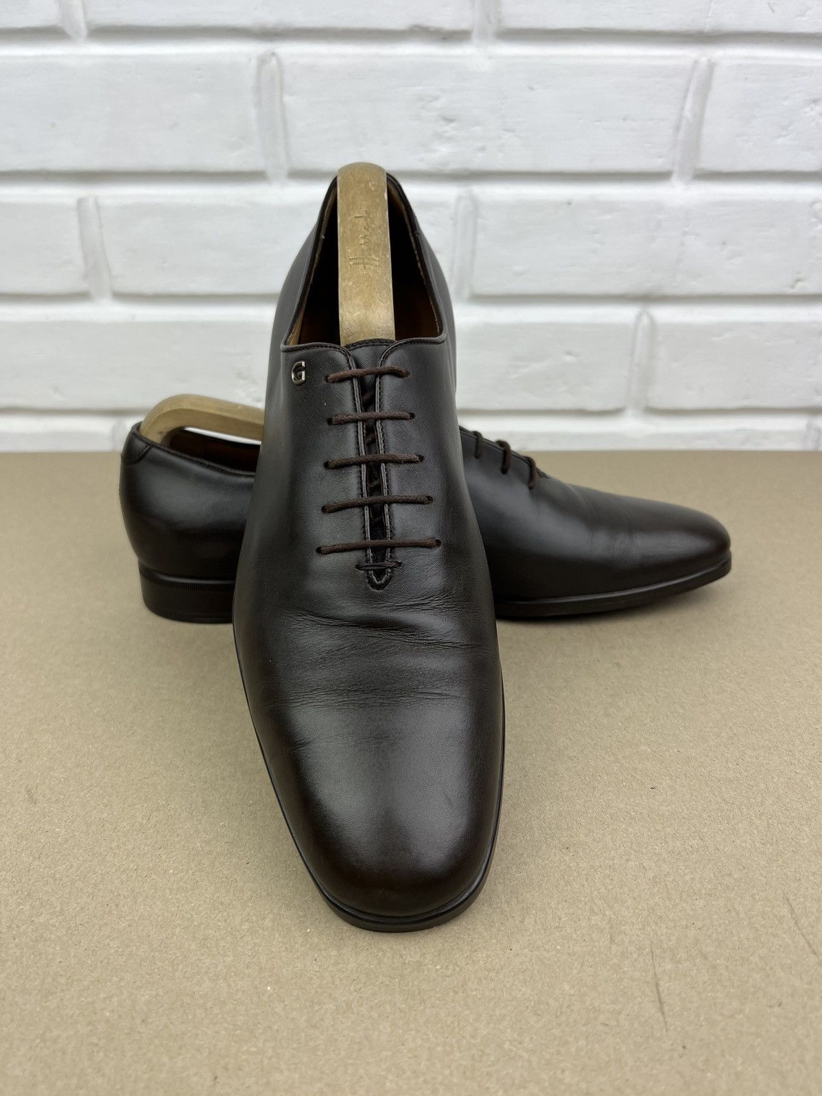 Gucci GUCCI Oxfords Leather Shoes Lace Up GG Metal Logo Brown Mens Size US 8.5 / EU 41-42 - 3 Thumbnail