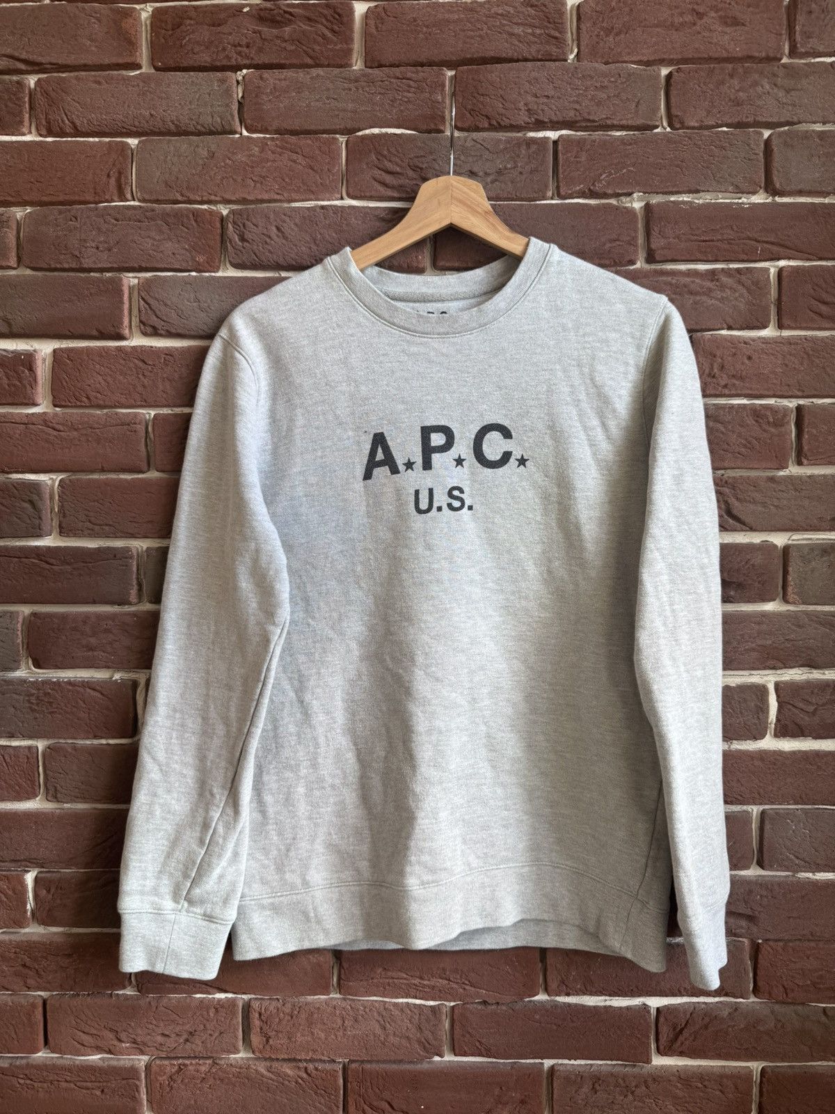 A.P.C Logo Sweatshirt Grey Crewneck Made in USA M hype