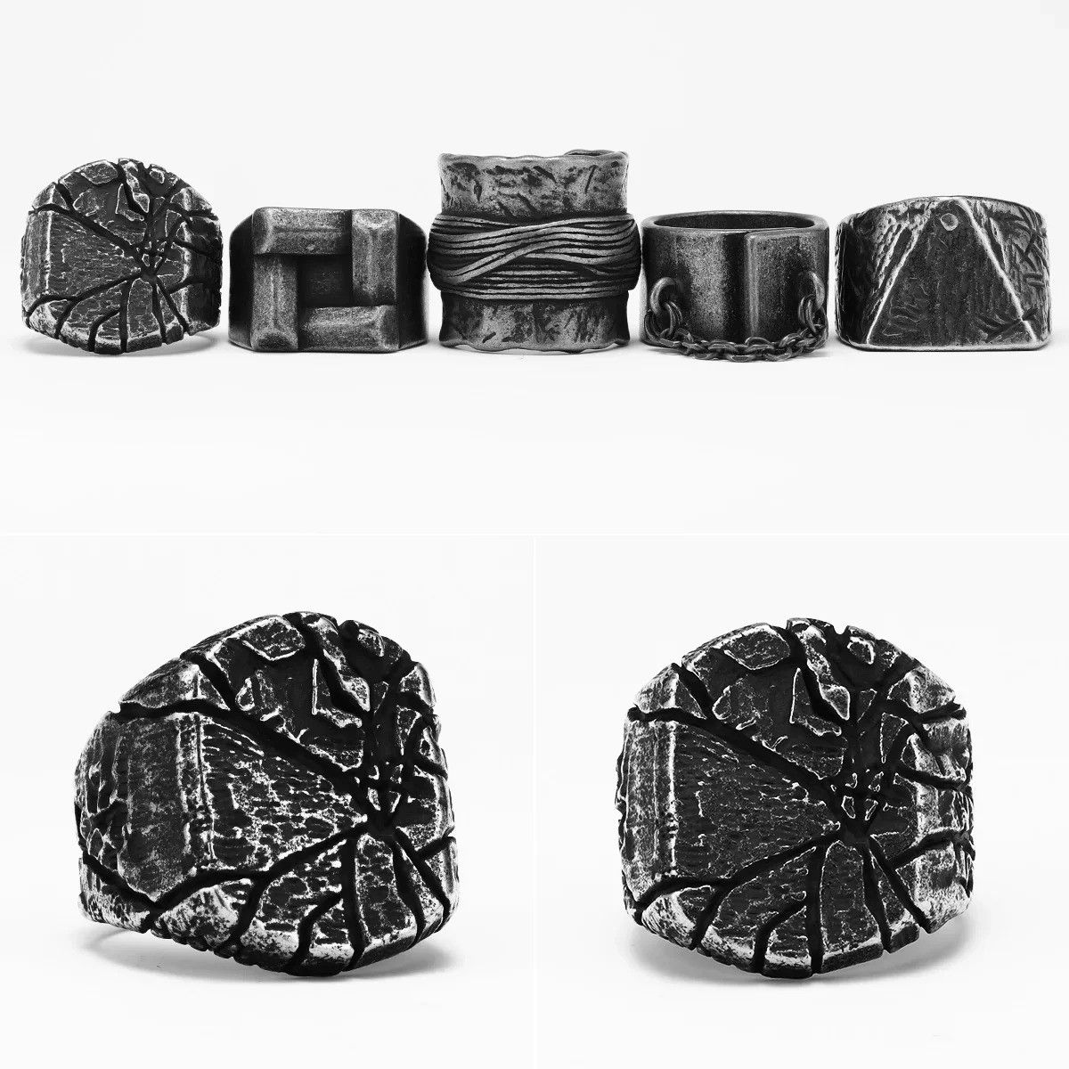 Jewelry Cracked Texture Ring Streetwear Jewelry Fashion Gift Size ONE SIZE - 4 Thumbnail