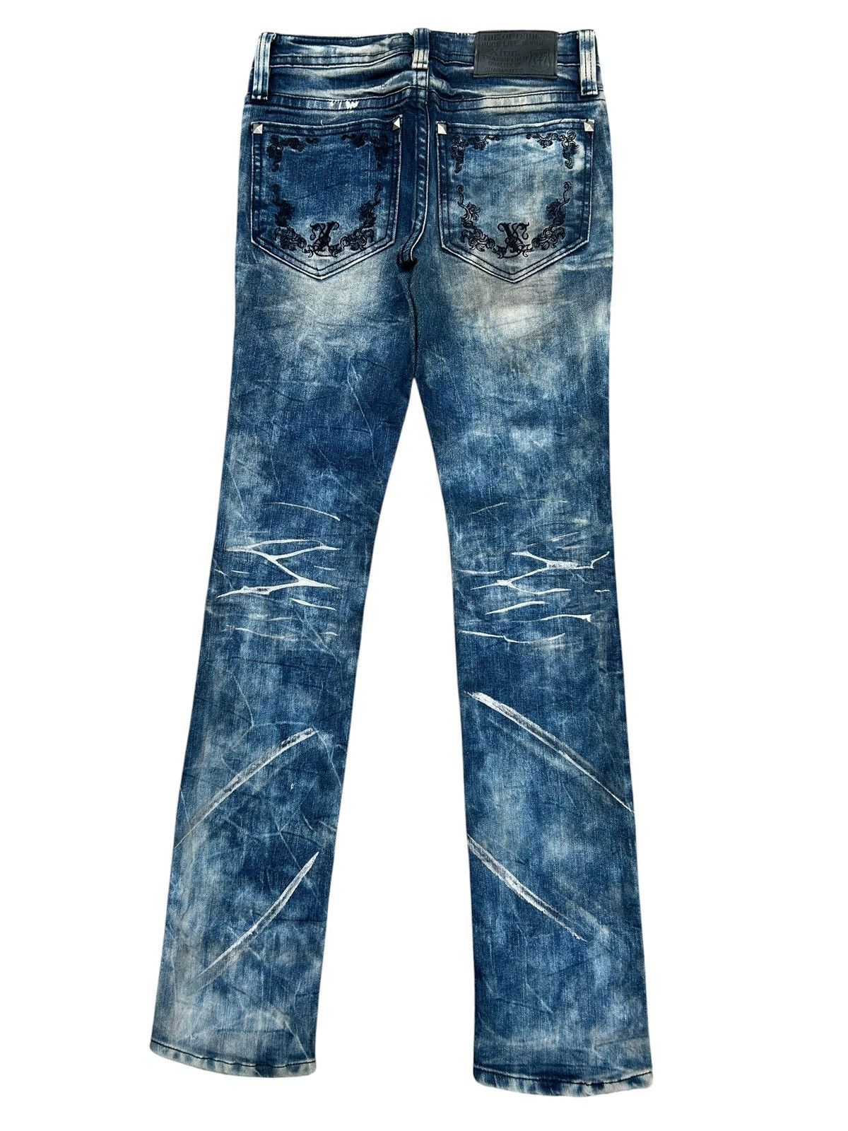 Kapital Xfrm Skull Punk Japanese Distressed Denim Jeans Size US 28 / EU 44 - 3 Thumbnail