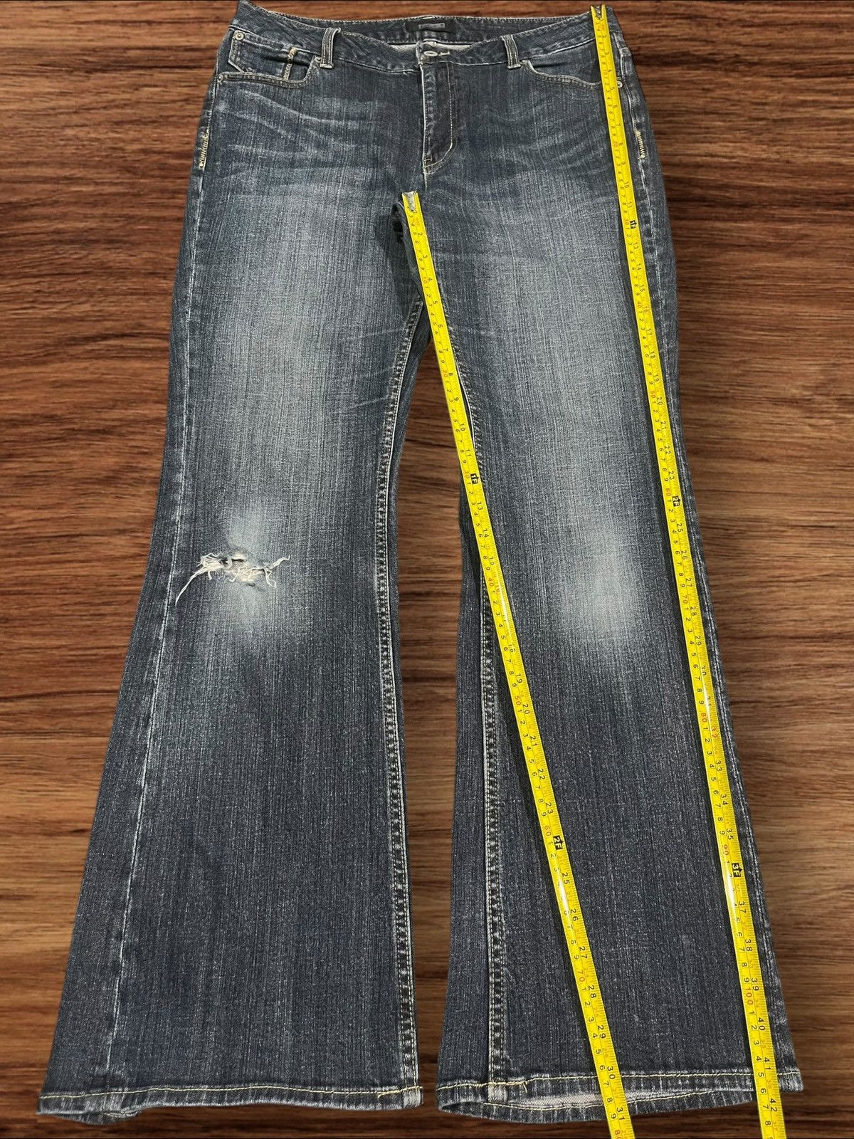 Japanese Brand Vintage Japanese Brand Blue Washed Distressed Flare Jeans Size 33" - 11 Thumbnail