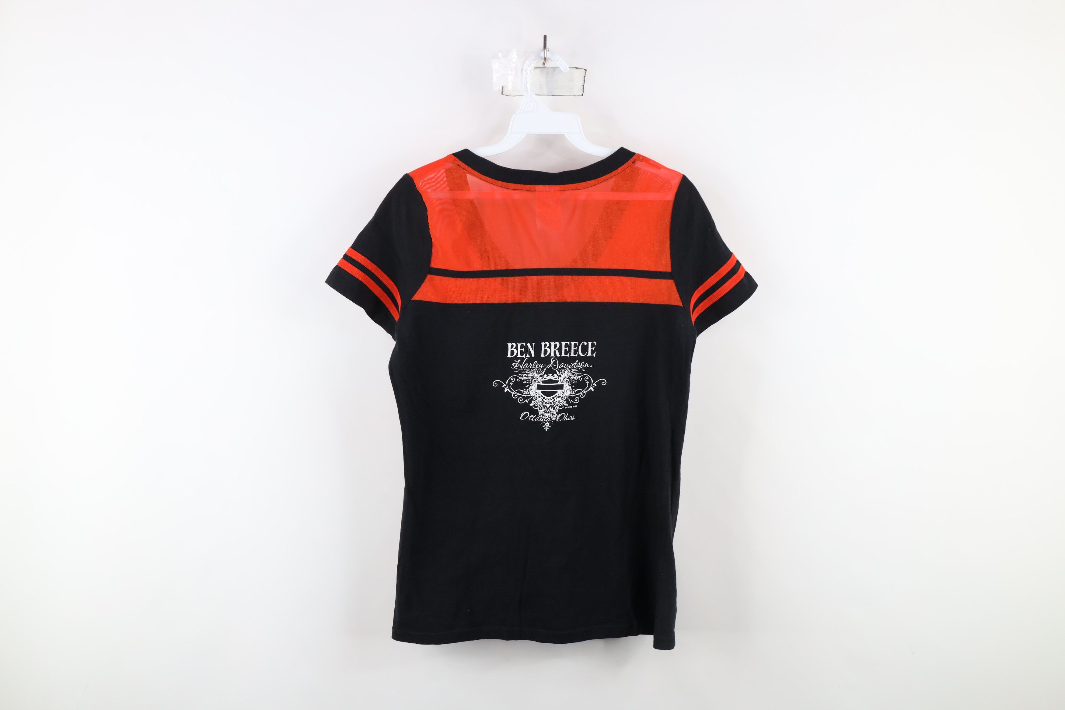Harley Davidson × Vintage Vintage Y2K Harley Davidson Spell Script Mesh V-Neck T-Shirt Size M / US 6-8 / IT 42-44 - 13 Thumbnail