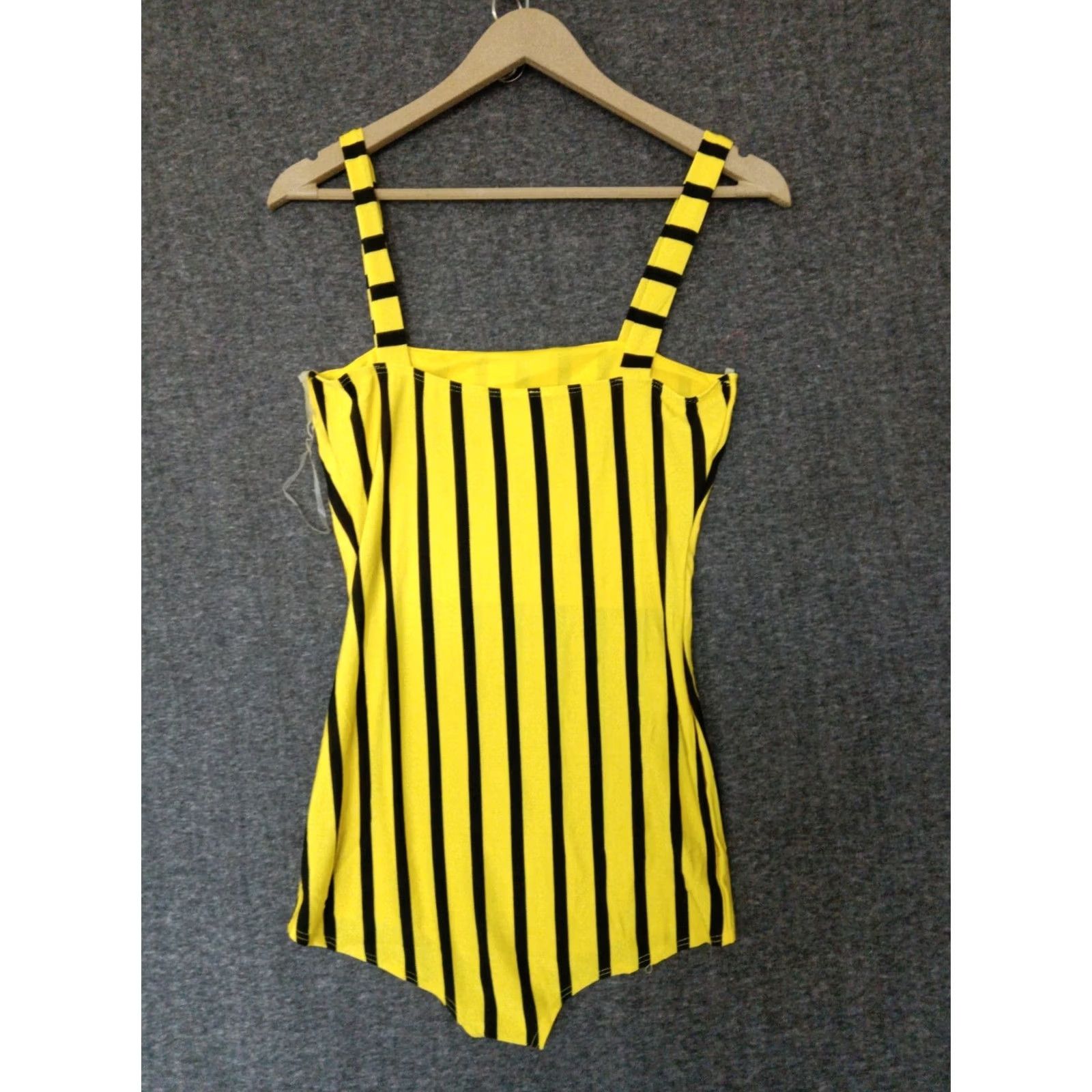 Vintage Codigo Women's One Piece Black Yellow Striped Swimsuit L Size ONE SIZE - 2 Thumbnail