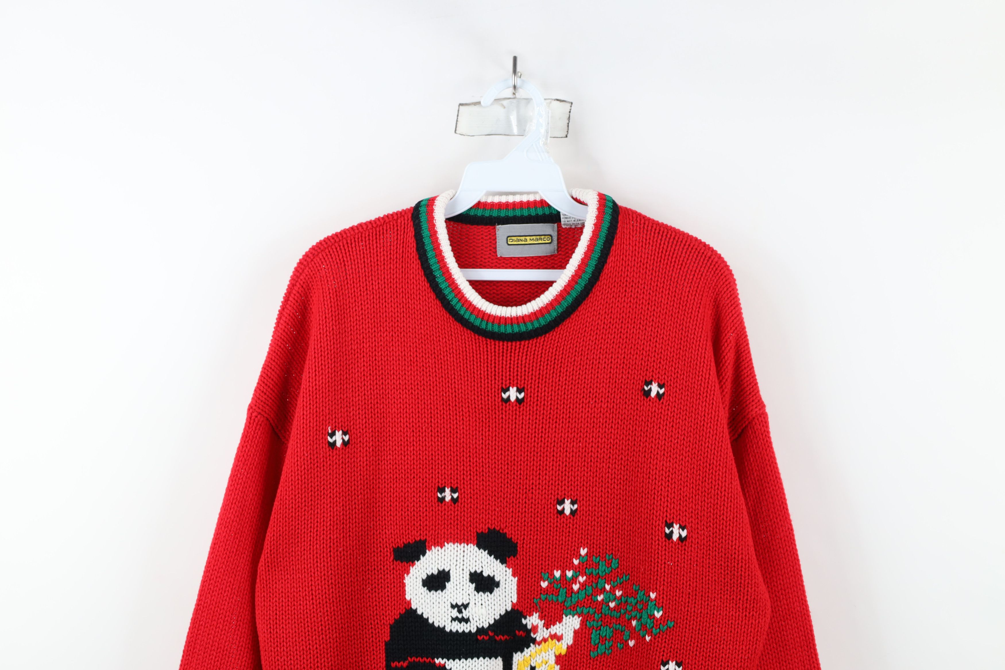 Vintage Vintage 90s Streetwear Panda Bear Knit Crewneck Sweater Size 3XL / US 20-22 - 2 Thumbnail
