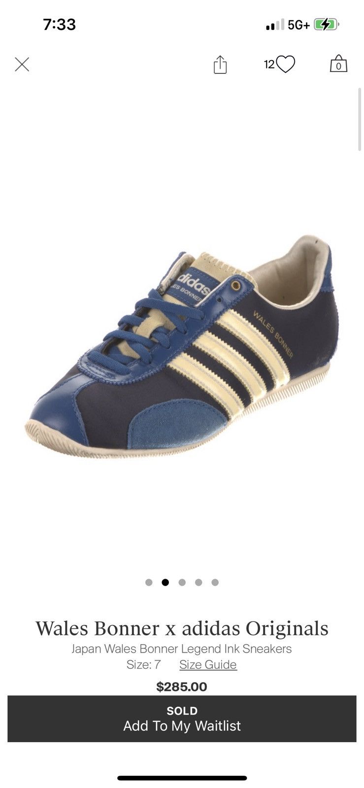 Wales Bonner Wales Bonner Adidas Originals Japan Legend Ink Sneakers ...