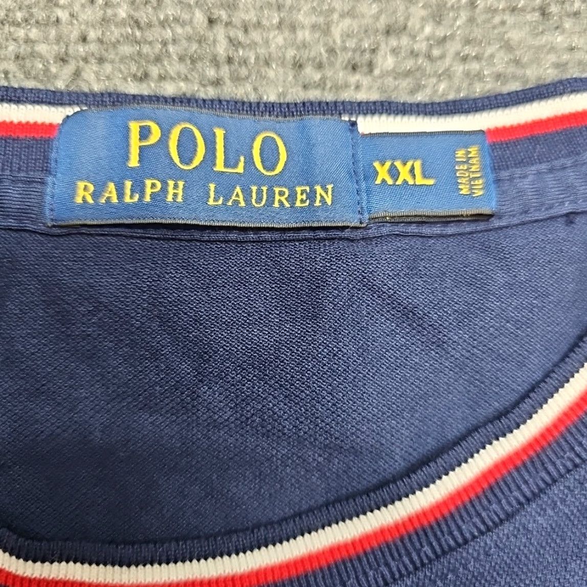 Polo Ralph Lauren Polo Ralph Lauren T-Shirt Men 2XL Blue Crew Neck Short Sleeve Red White Contrast Striped Trim Collar Shirt Mens Size US XXL / EU 58 / 5 - 4 Thumbnail