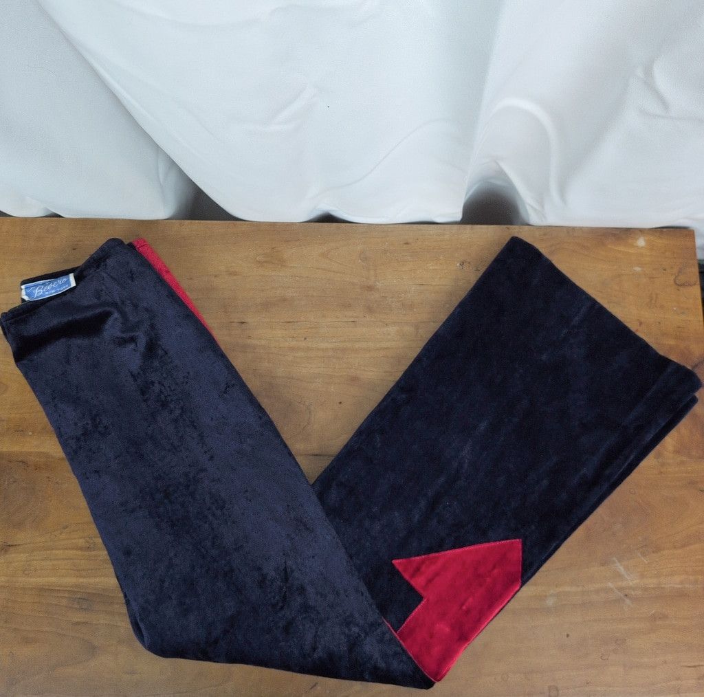 Vintage Vintage Bevero Red Arrow on Navy Velvet Flared Pants. Size 28" / US 6 / IT 42 - 1 Thumbnail