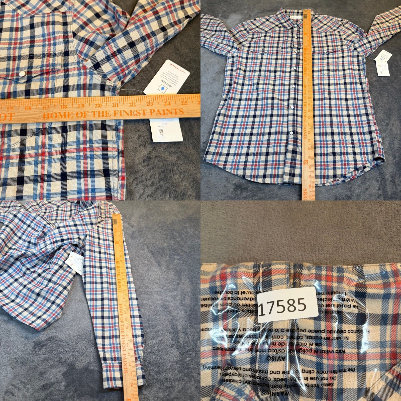 Lucky Brand Lucky Brand Shirt Plaid Western Snap Mens M Woven Cotton Multicolor Blue Red Cream Indigo NWT Casual Workwear Cowboy Bohemian Preppy 90s Size US M / EU 48-50 / 2 - 8 Thumbnail