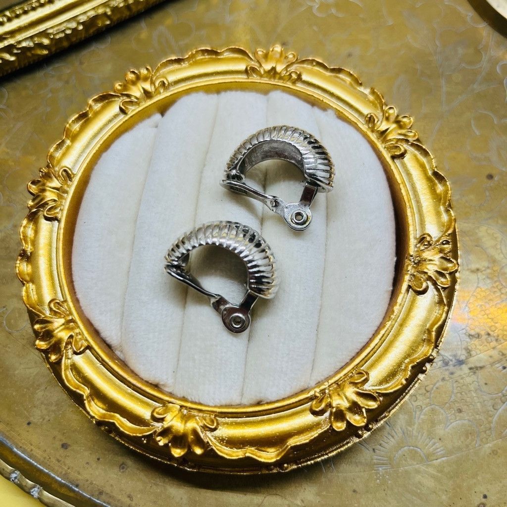 Monet Vintage Midcentury Monet Hoop Earrings Textured Silver Size ONE SIZE - 5 Thumbnail