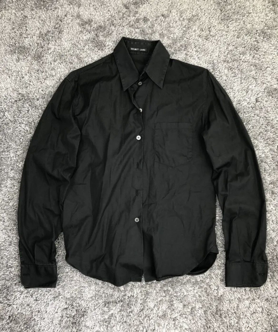 image of Helmut Lang Button Up Shirt in Black, Men's (Size Small)