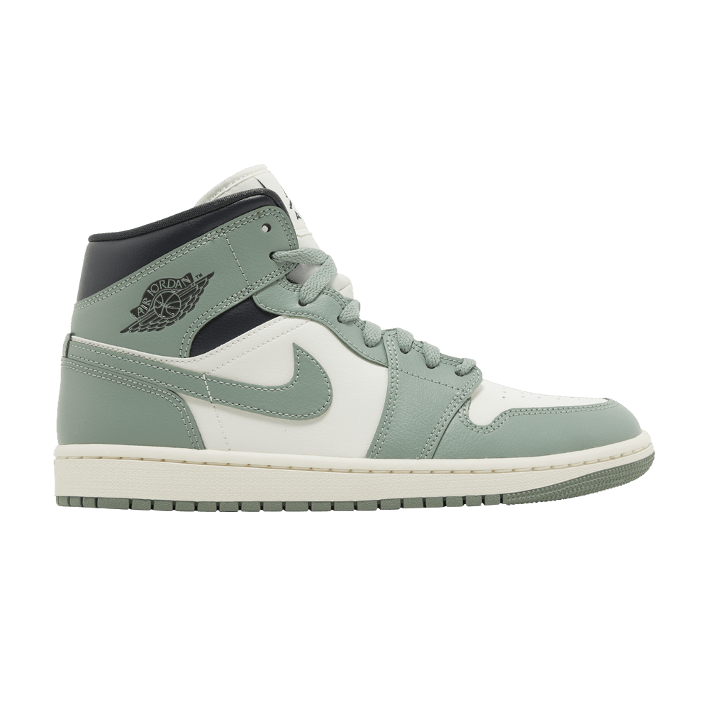image of Wmns Air Jordan 1 Mid Jade Smoke Shoes in Green, Women's (Size 7)