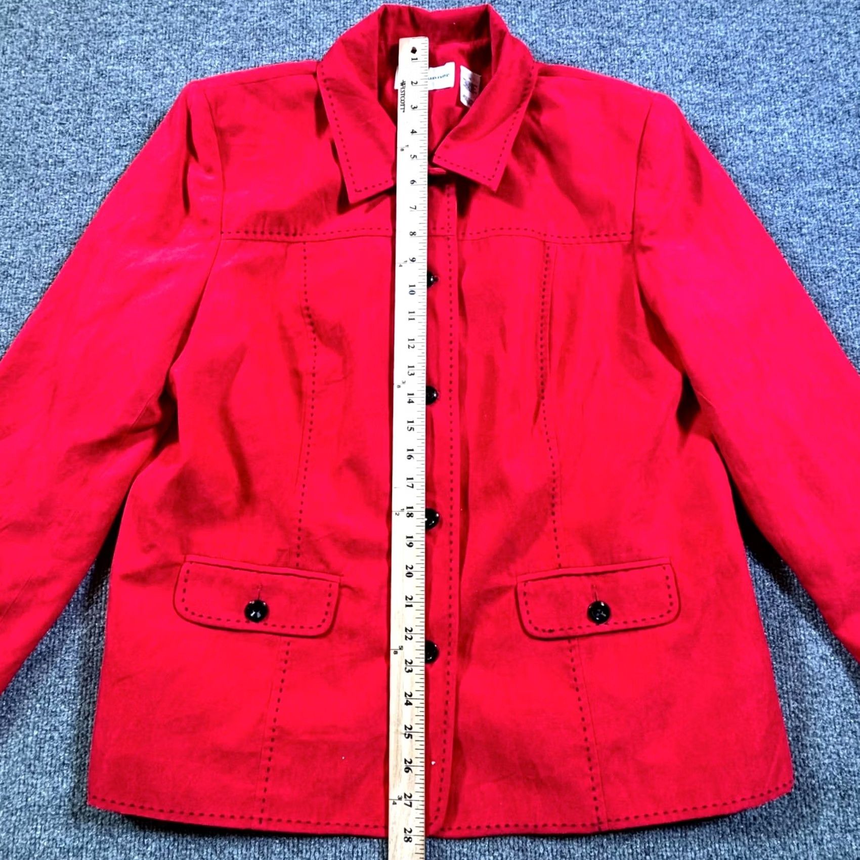 Vintage Alfred Dunner Basic Jacket Womens 16 Red Polyester Fleece-Lined Button-Up Jacket Size XXL / US 16-18 / IT 52-54 - 6 Thumbnail