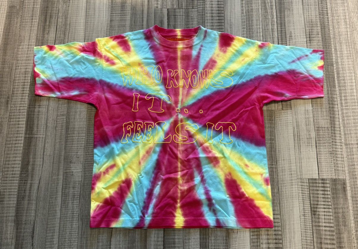 image of Cactus Plant Flea Market Cpfm Who Knows It Feels It Tie Dye Cropped Tee, Men's (Size Medium)