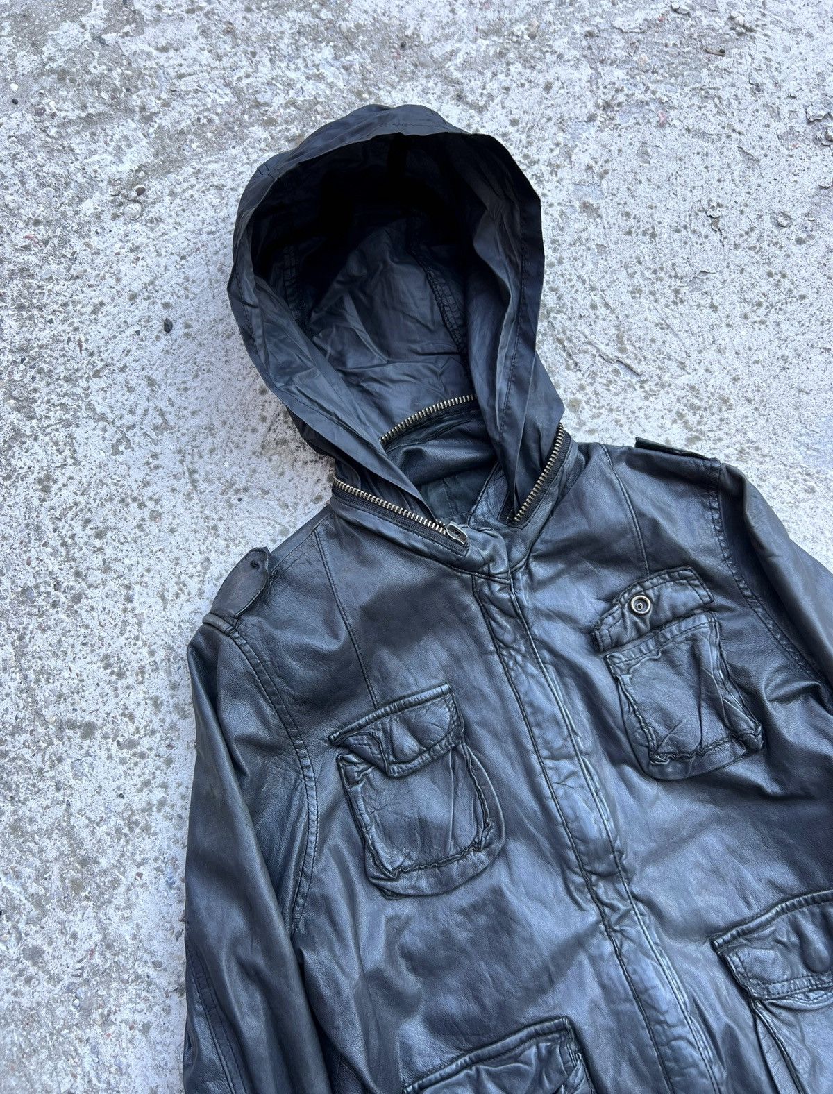 Rick Owens Japanese Brand Blue Label Real Leather Military Jacket Size M / US 6-8 / IT 42-44 - 4 Thumbnail