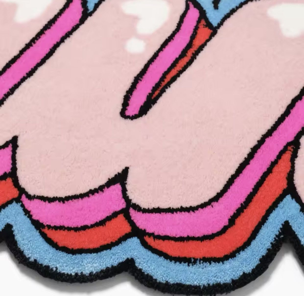 Japanese Brand Pink Cute 3D Art Font Rug 80cm Size ONE SIZE - 3 Thumbnail