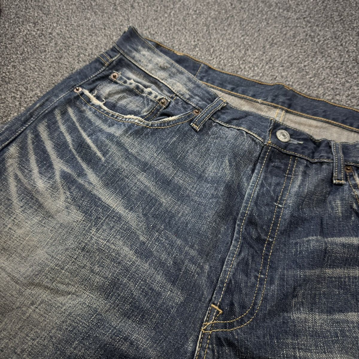 Engineered Garments × Levi's Archives ‼️ Vintage Y2K Levis 501 Distress Faded Aging Denim Size US 36 / EU 52 - 13 Thumbnail