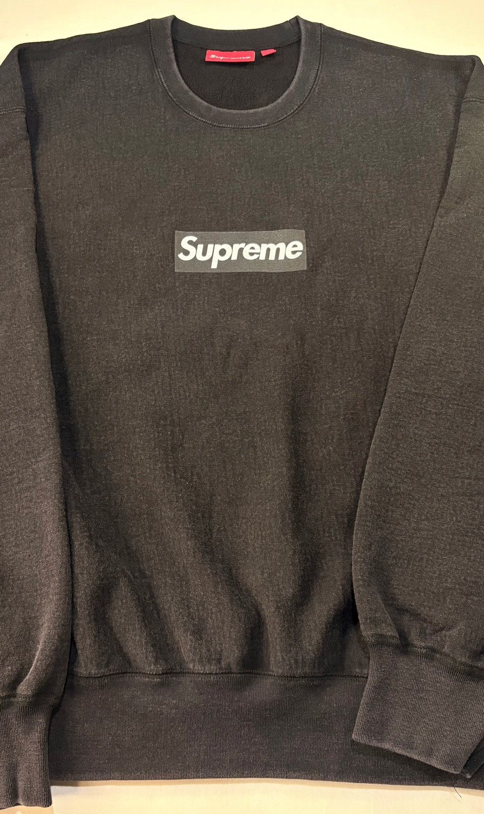 Supreme Supreme Washed Box Logo Crewneck - Black | Grailed