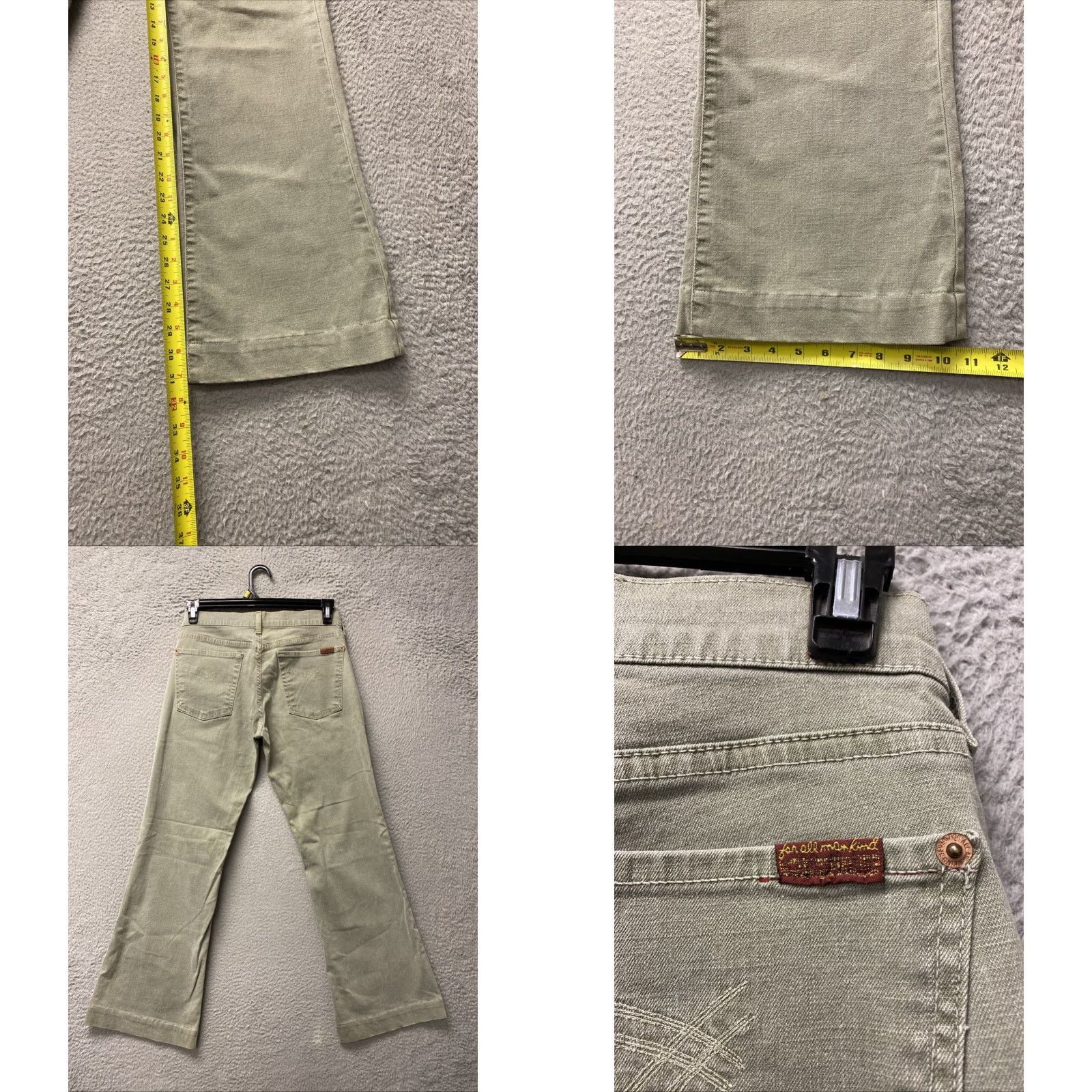 7 For All Mankind 7 For All Mankind Dojo Jeans Women Flared 31x31 Faded Green Womens Jeans Vintage No XS? Size 24" / US 00 / IT 34 - 8 Thumbnail