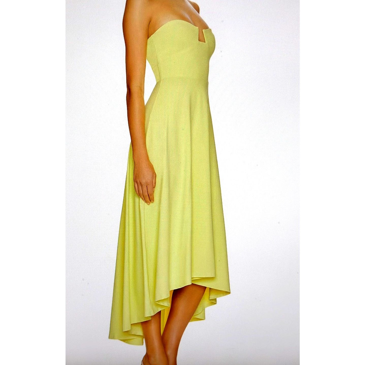 Susana Monaco Susana Monaco High Low Wired Midi Dress Pale Lime S Size S / US 4 / IT 40 - 3 Thumbnail