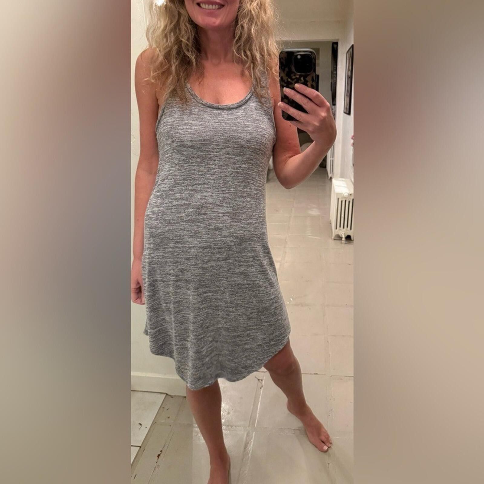 Leather Leith Gray Marled Sleeveless Dress S Soft Stretch Mini Shift Size S / US 4 / IT 40 - 2 Thumbnail