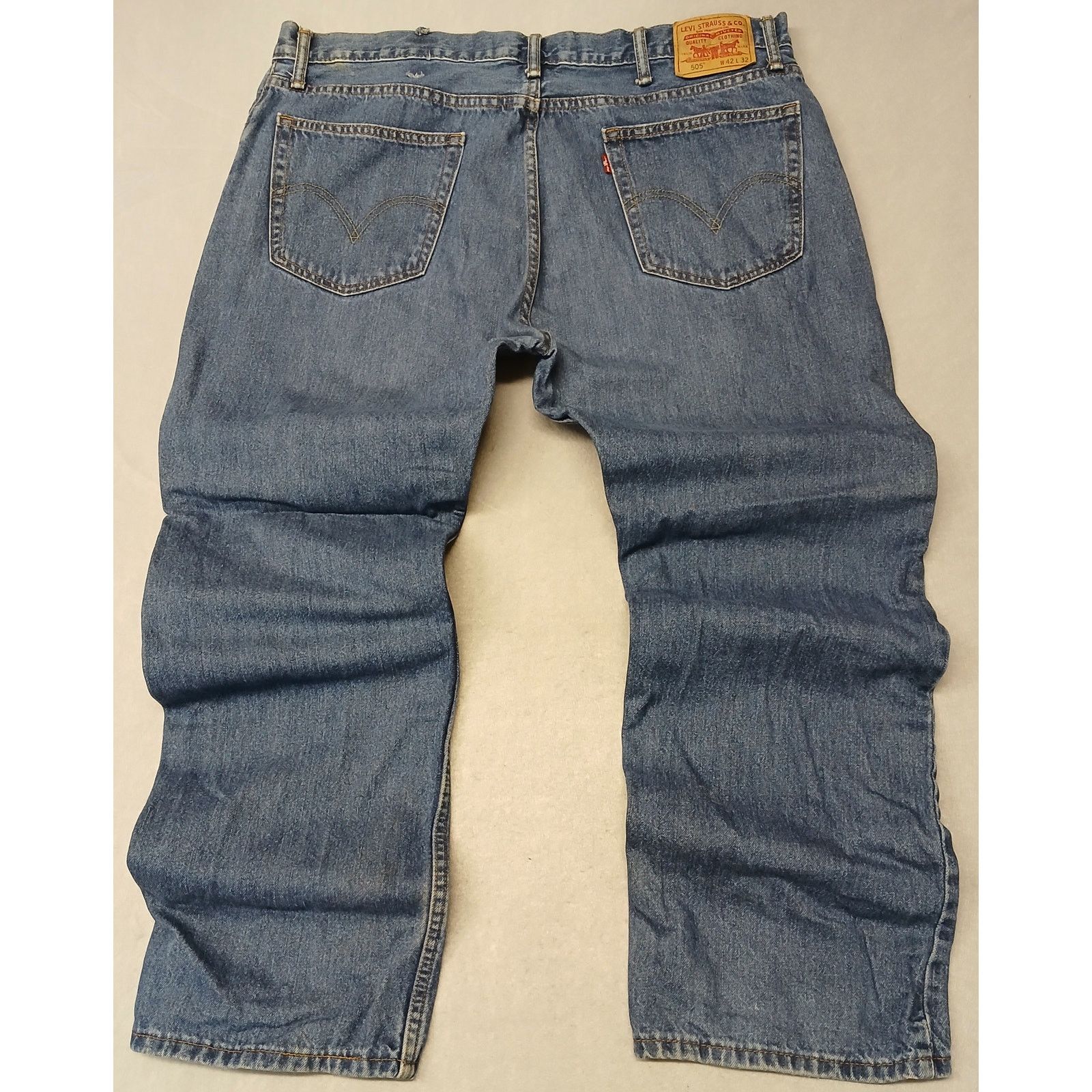 Levi's Levi's (42x32) Men's Straight Fit Blue Denim Jeans Size US 42 / EU 58 - 7 Thumbnail