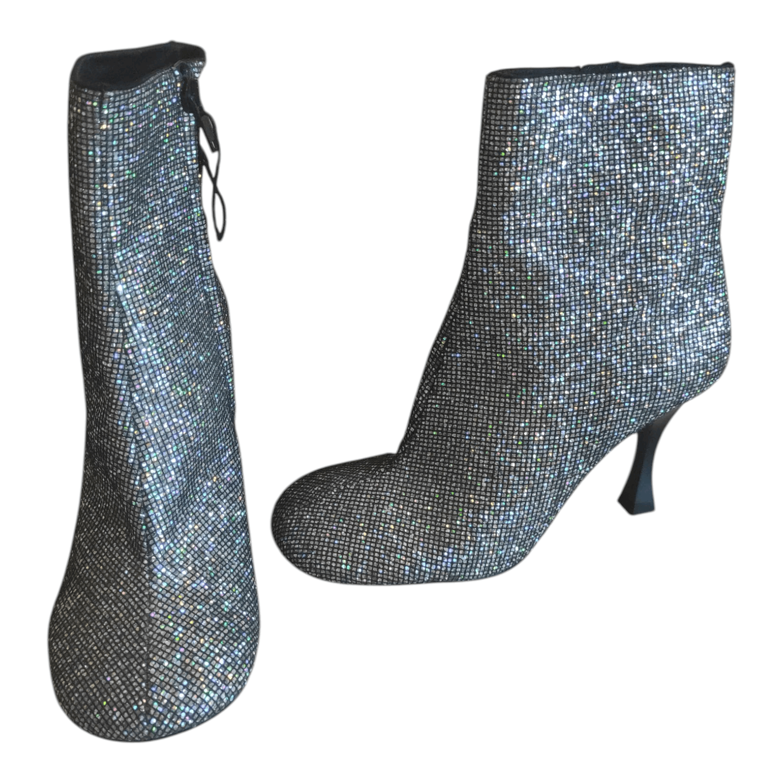 Zara Zara Glitter Heels Silver Ankle Metallic Sparkly Booties Size US 6.5 / IT 36.5 - 6 Thumbnail