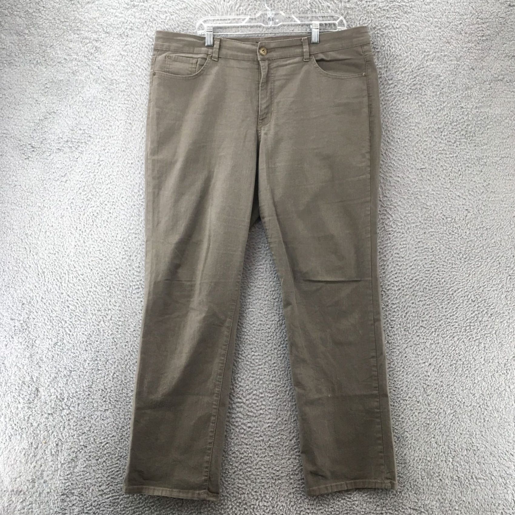 Vintage Bandolino Pants Womens 18 Gray Straight Leg Chino Mid Rise Zip Fly 5-Pockets Shirt Trousers Regular Size 40" / US 18 - 2 Thumbnail