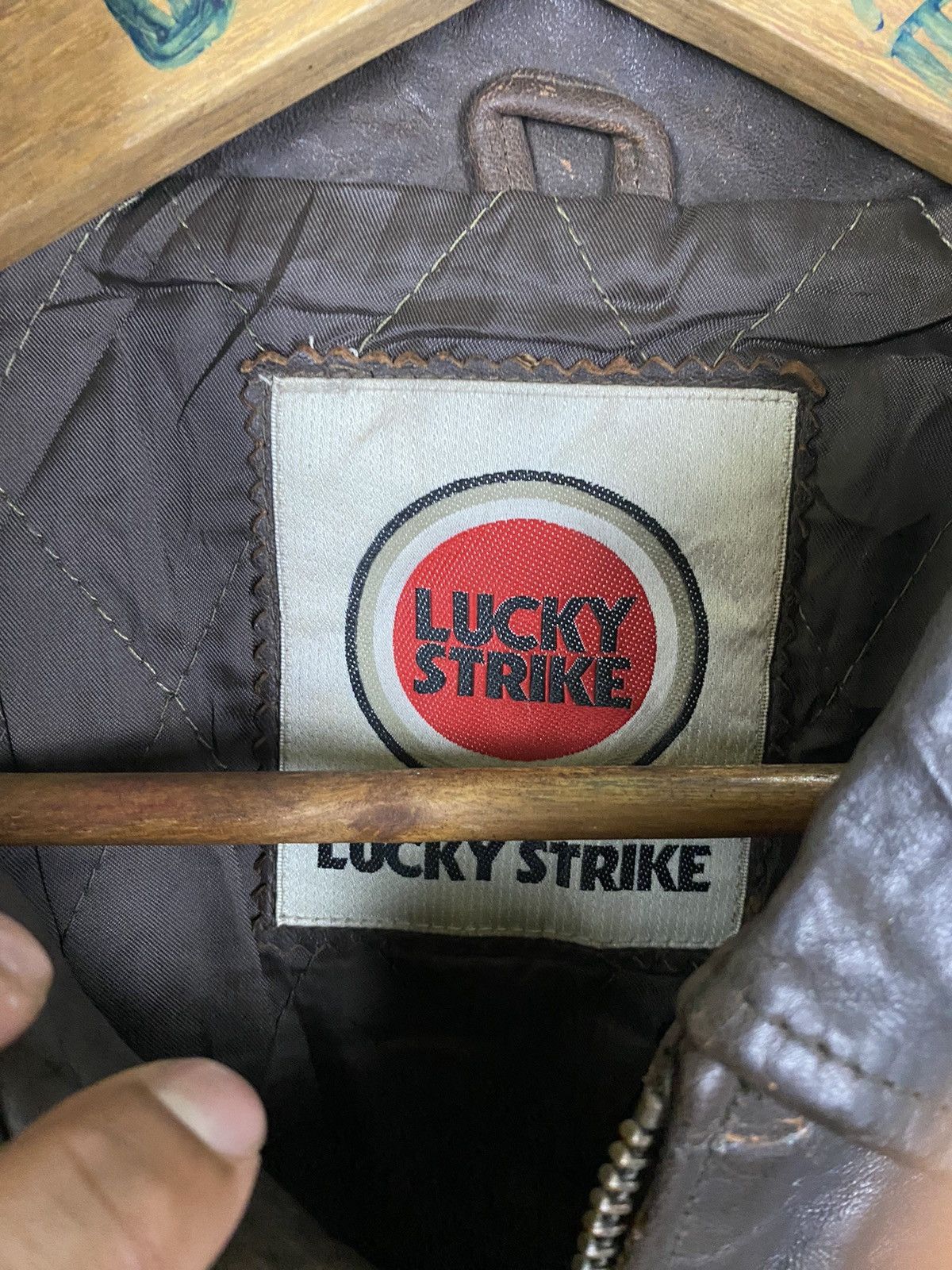 Genuine Leather × Vintage Vintage Leather Lucky Strike Jacket Size US XL / EU 56 / 4 - 12 Thumbnail