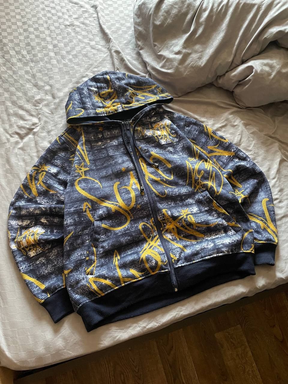 Rap Tees Crazy y2k Raw Blue Vintage Rap Full Zip Over Print Hoodie Size US M / EU 48-50 / 2 - 1 Thumbnail
