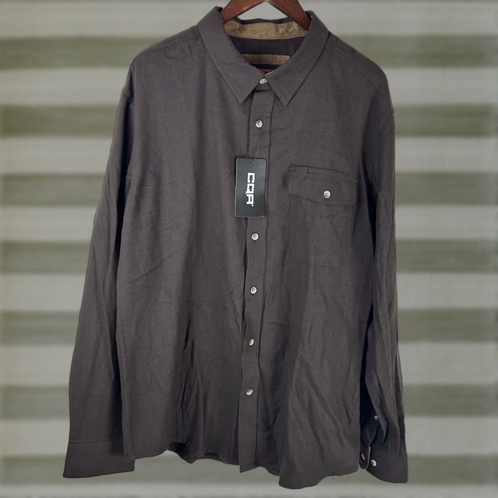 Vintage CQR Men's Flannel Shirt XL Brown Cotton Button-Up Casual Workwear Party Shirt Size US XL / EU 56 / 4 - 1 Thumbnail