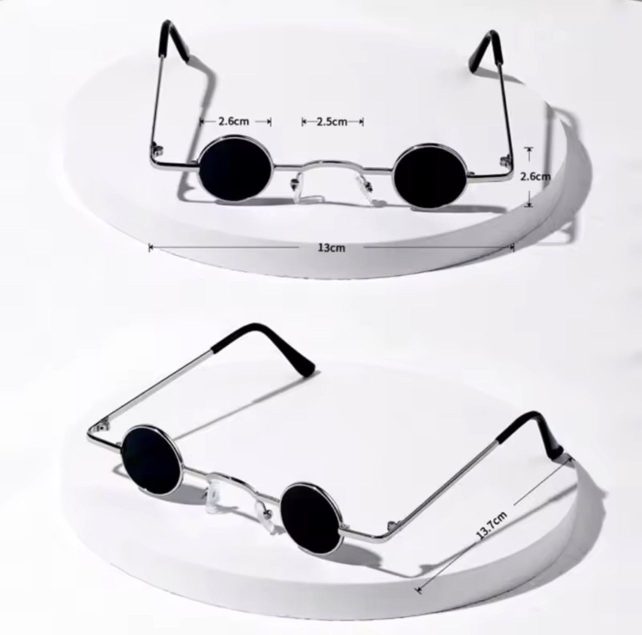 Other Vintage Small Round Sunglasses Metal Frame Black Lens Punk Size ONE SIZE - 2 Thumbnail
