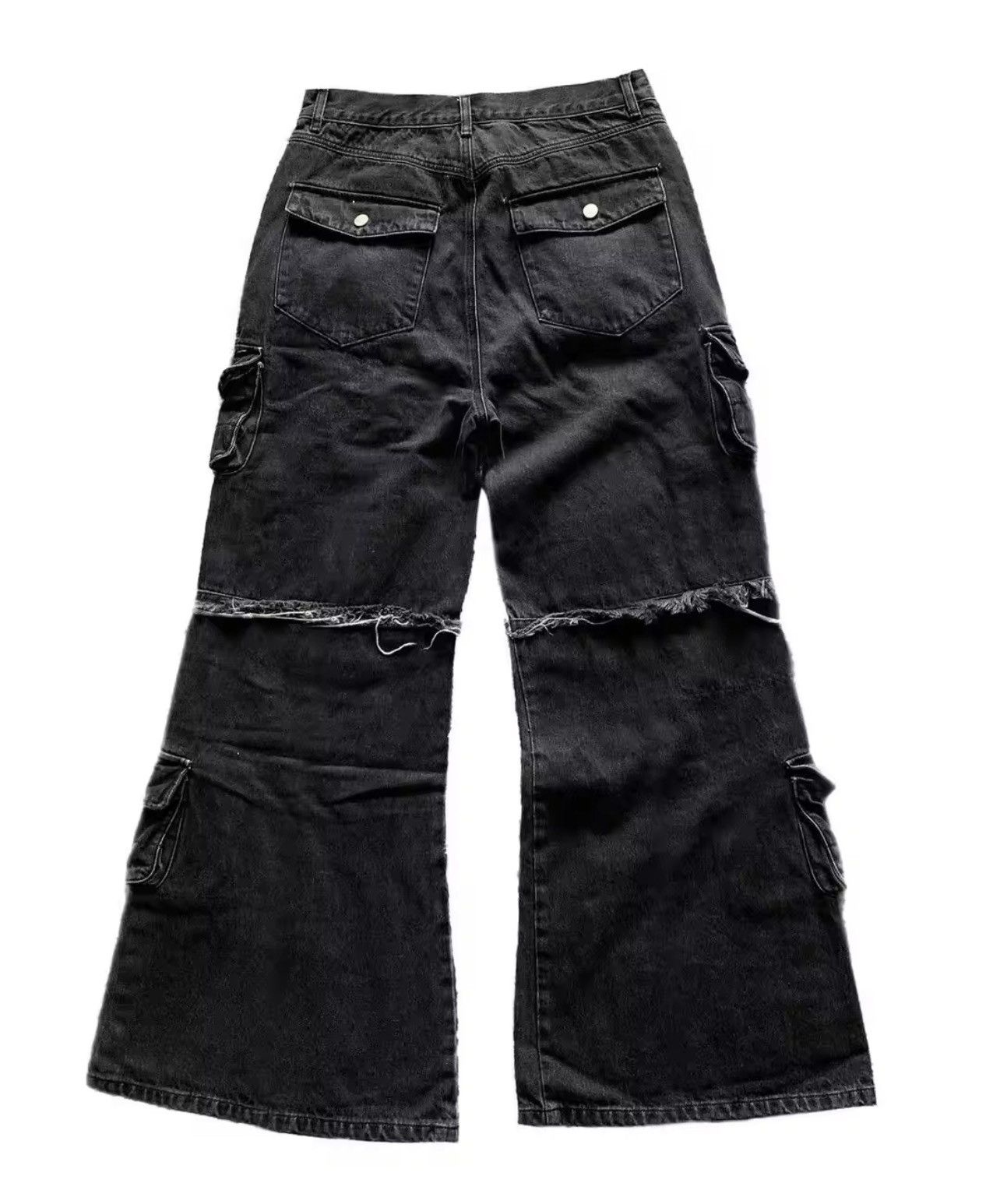 Japanese Brand × Jean Gothic Harajuku Y2K Multi-Pocket Washed Black Jeans Size US 32 / EU 48 - 2 Thumbnail
