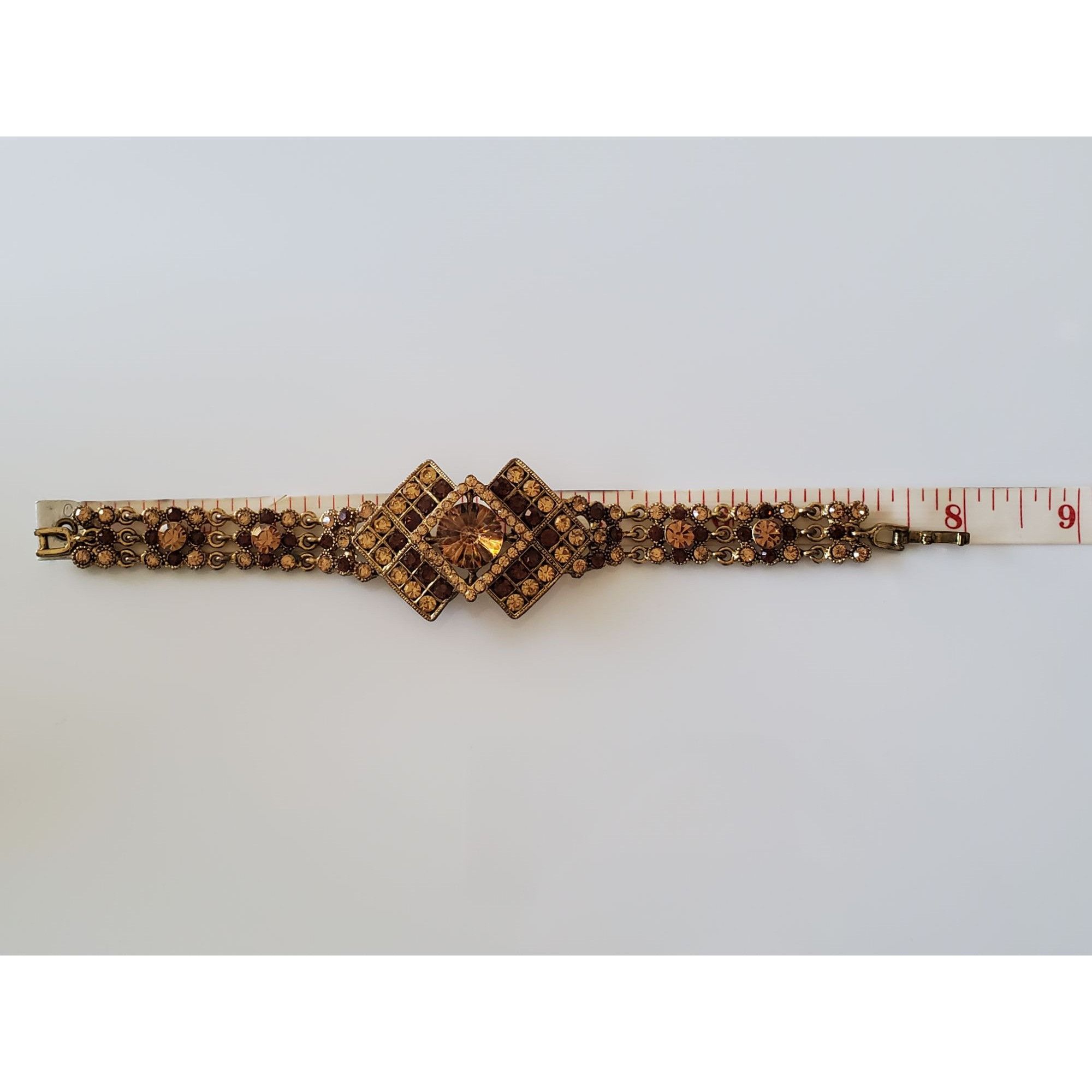 Vintage Vintage Brown and Amber Rhinestone Panel Bracelet Size ONE SIZE - 7 Thumbnail