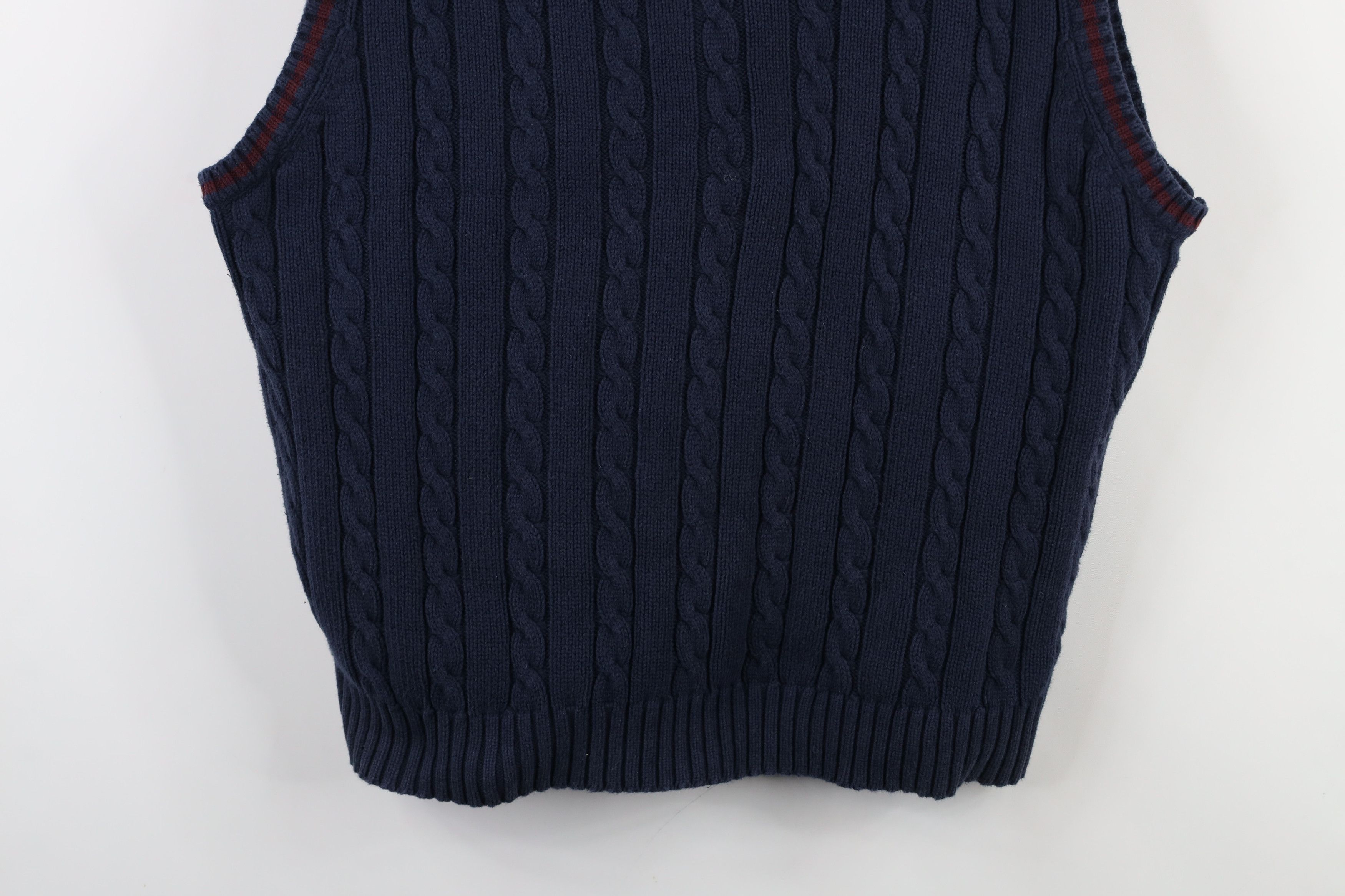 Gap × Vintage Vintage 90s Gap Cable Knit V-Neck Sweater Vest Blue Cotton Size US XL / EU 56 / 4 - 3 Thumbnail