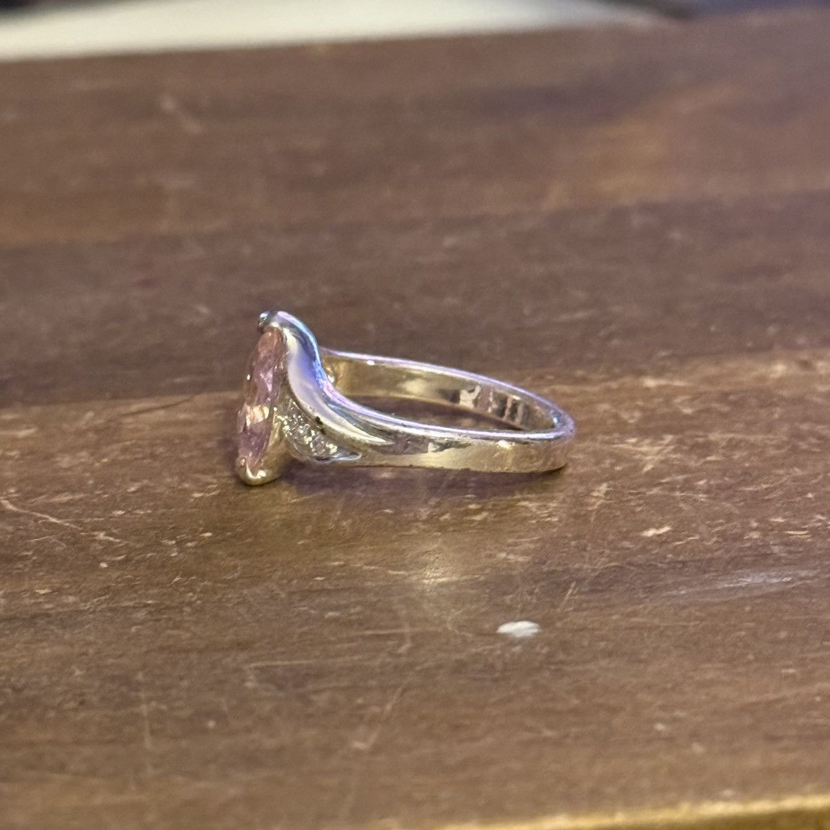 Vintage Vintage silver tone pink marquise stone ring Size ONE SIZE - 8 Thumbnail