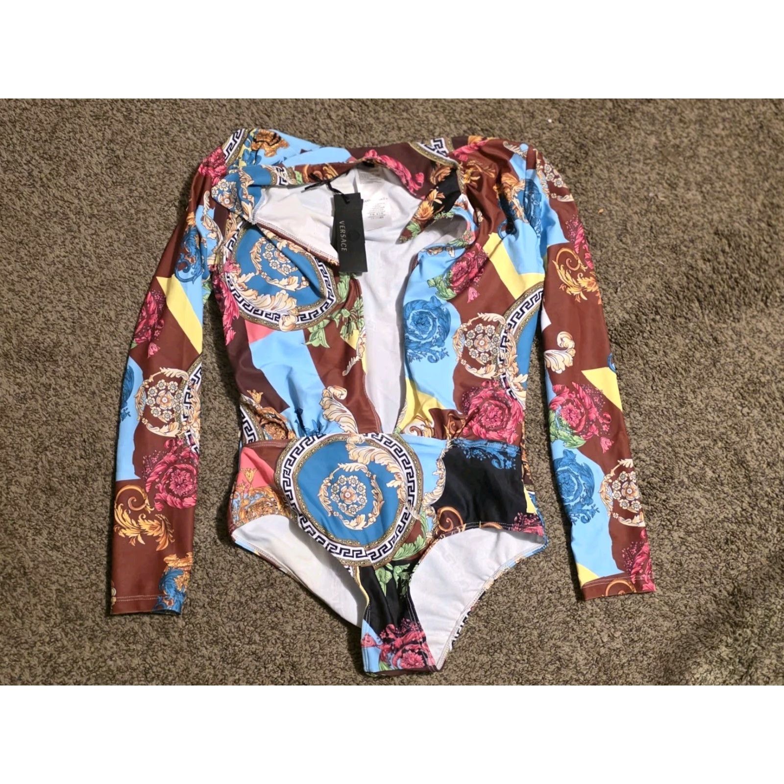Versace Jeans Couture Versace Jeans Couture Bodysuit One Piece Women M Black Multicolor Printed 90s Metal Theme New Size M / US 6-8 / IT 42-44 - 2 Thumbnail