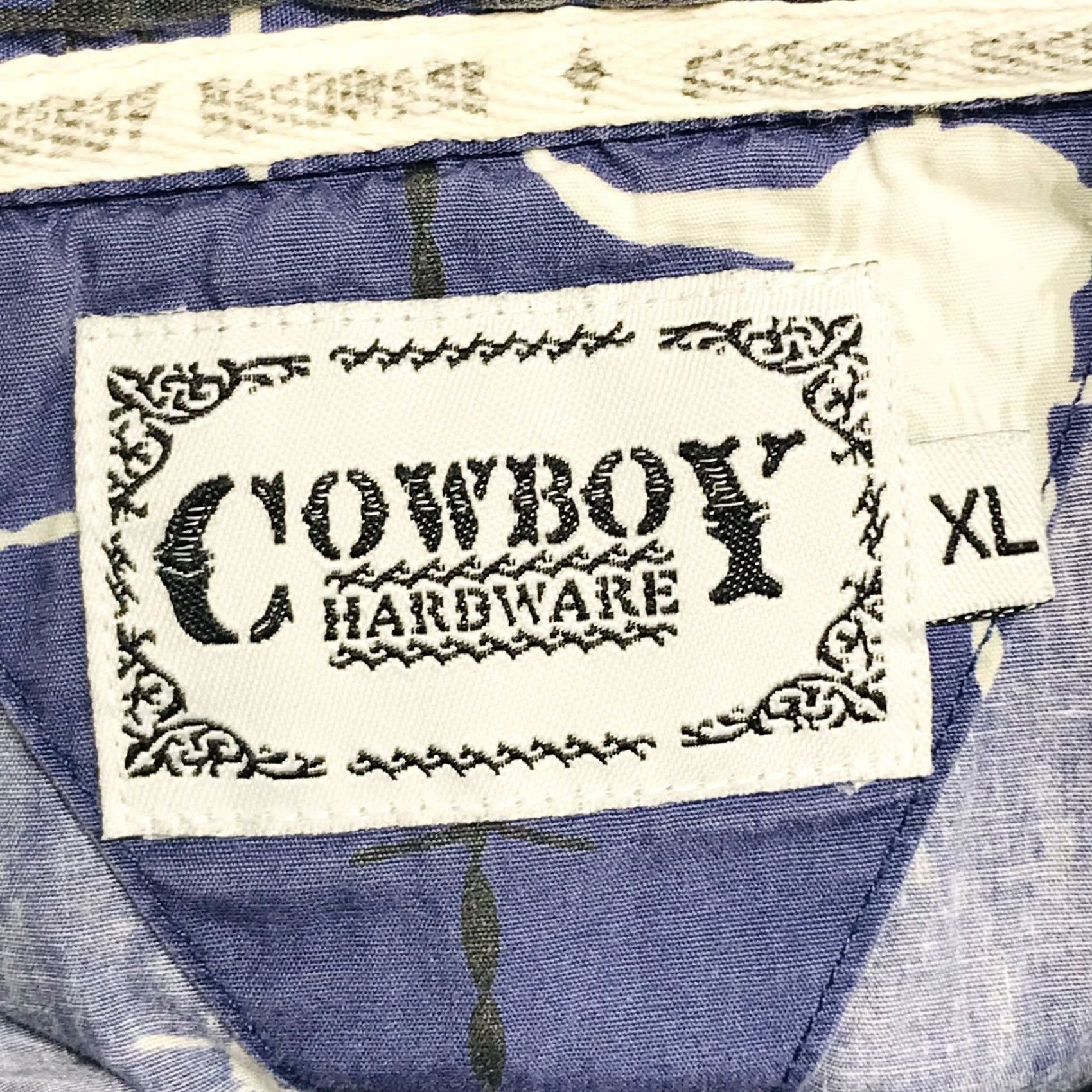 Vintage Cowboy Hardware Longhorn Skull Barbed Wire Western Button-Up Long Sleeve Shirt XL Men Blue, Cotton, Snap, Pockets, Casual, Regular Fit Size US XL / EU 56 / 4 - 3 Thumbnail