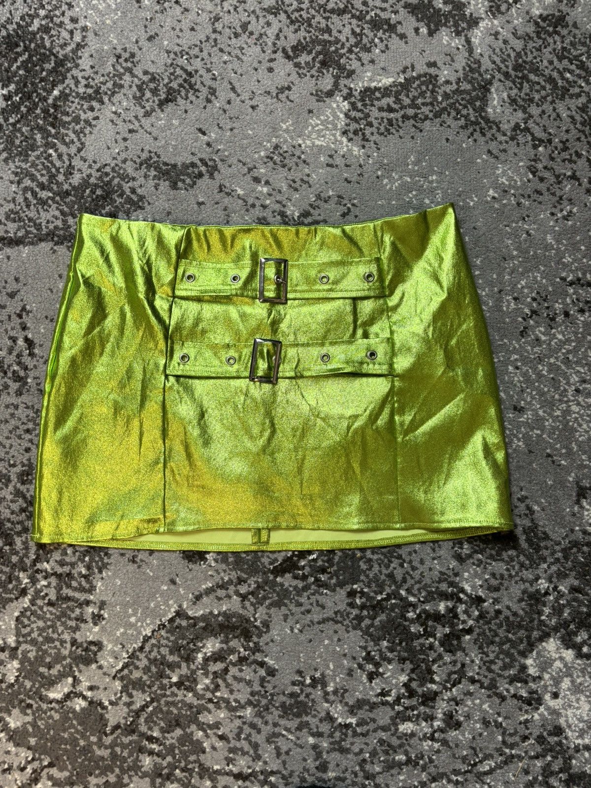 Japanese Brand ASYOU buckle japanese mini skirt Metallic green Size 30" / US 8 / IT 44 - 2 Thumbnail
