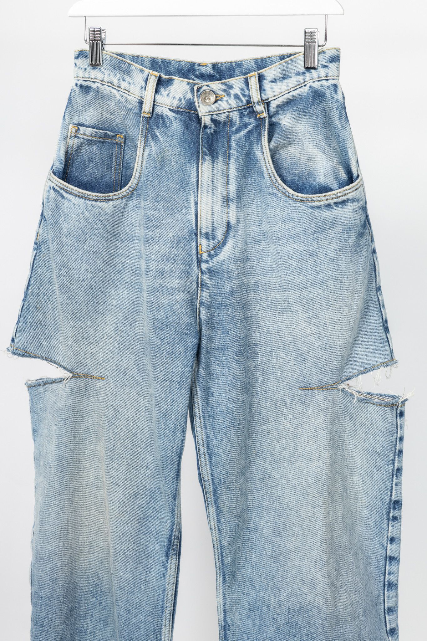 Maison Margiela Maison Margiela Blue Cotton Slit Jeans Size 27" / US 4 / IT 40 - 3 Thumbnail