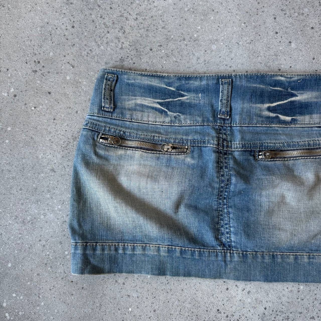 20471120 Amazing Vintage Y2K Rave Washed Denim Mini Skirt Size 28" / US 6 / IT 42 - 8 Thumbnail