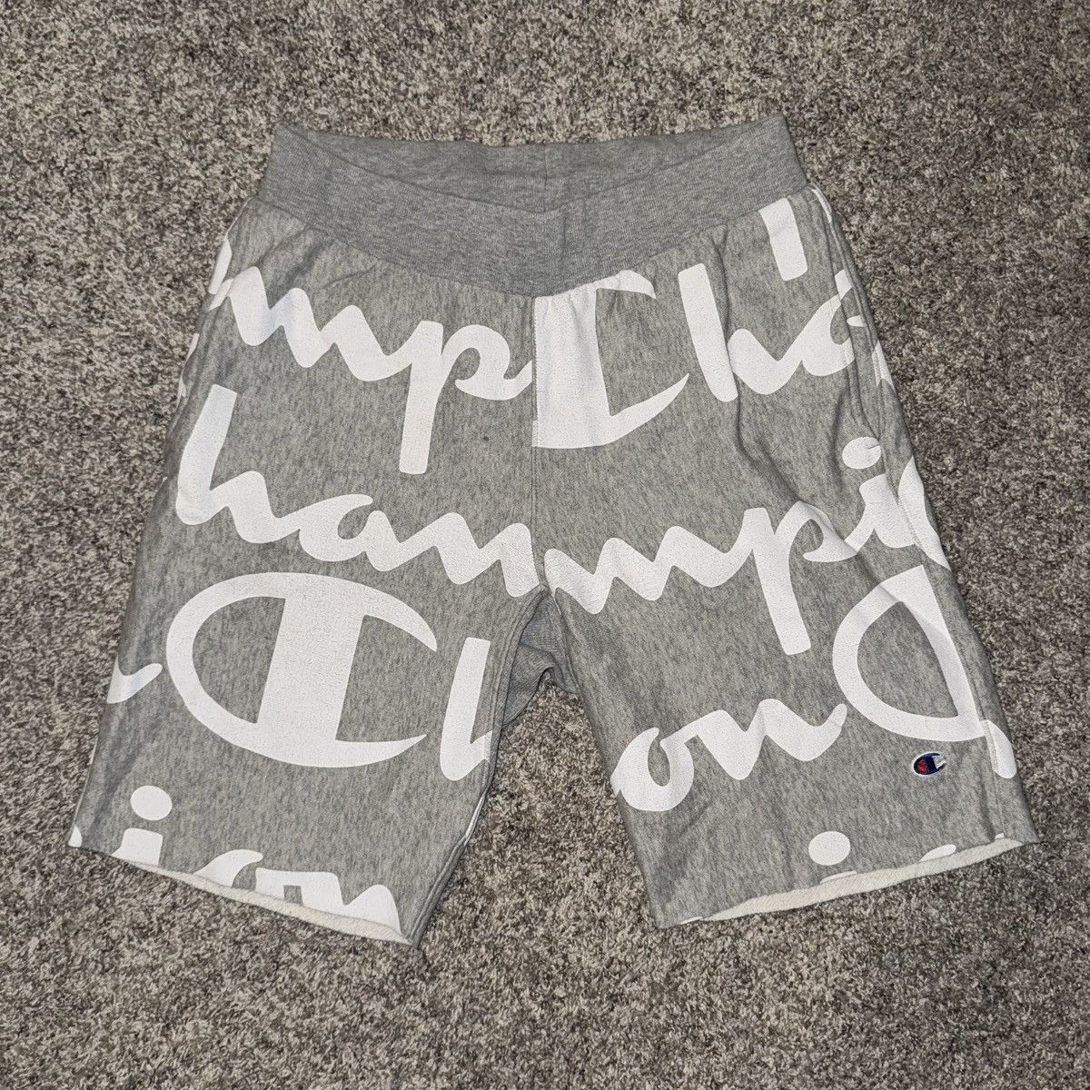 Champion Champion Reverse Weave Shorts - Gray w/ Allover Logo Size US 30 / EU 46 - 1 Thumbnail