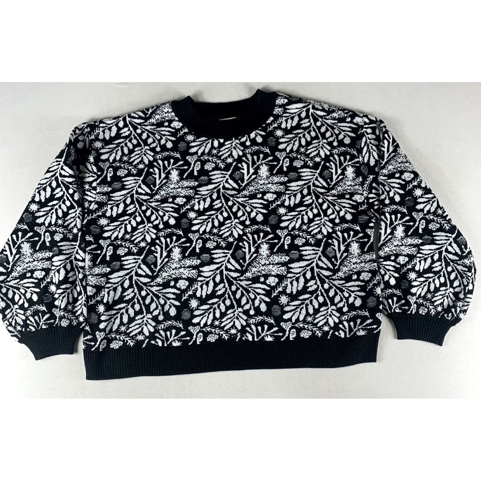 Vintage VINTAGE? a.n.a new approach SWEATER WOMENS 2XL BLACK IVORY BRANCH LONG SLEEVE NWT Size XXL / US 16-18 / IT 52-54 - 2 Thumbnail