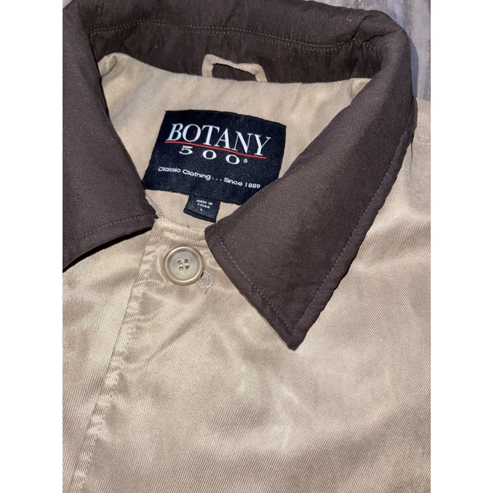 Vintage Botany 500 Coat Mens L Tan Casual Mid-Length Button Up Quilted Lining Soft Jacket Size US L / EU 52-54 / 3 - 5 Thumbnail