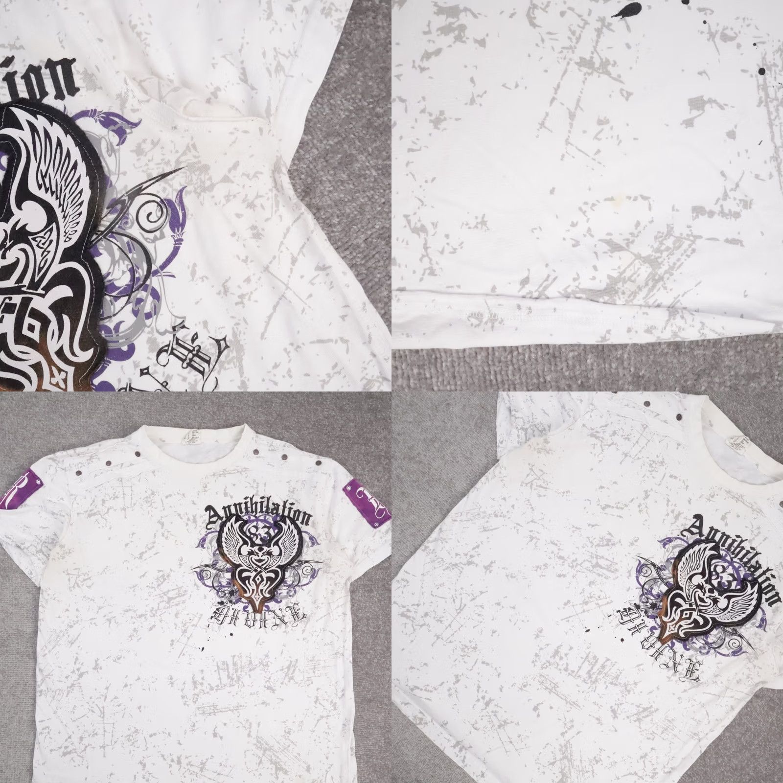 Vintage VINTAGE Raw Blue Y2K Annihilation Grunge Wings White Short Sleeve T-Shirt 2XL Mens Size US XXL / EU 58 / 5 - 8 Thumbnail