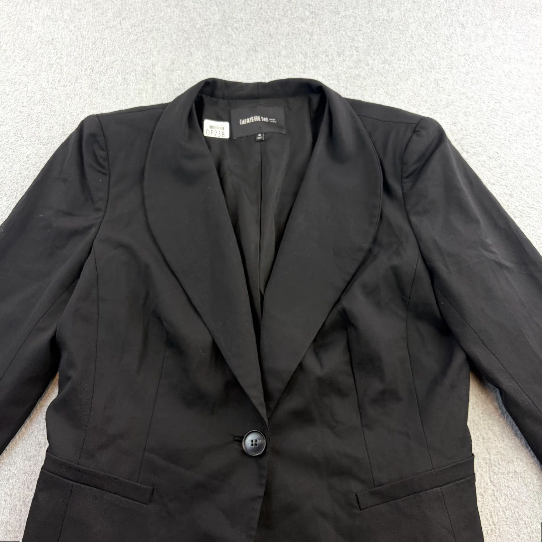 Vintage Lafayette 148 New York Blazer Jacket Womens 10 Black Shawl Collar One-Button Size L / US 10 / IT 46 - 5 Thumbnail