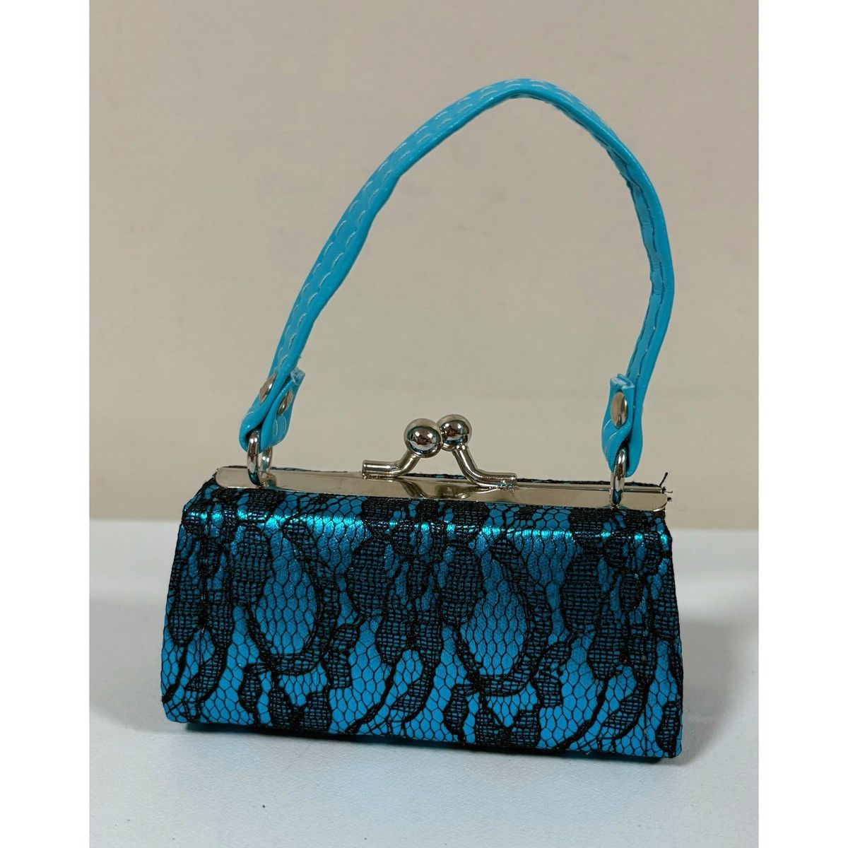 Vintage Blue Black Lace Mini Purse Bag Pocketbook 4X5 In. Y2K, Women's