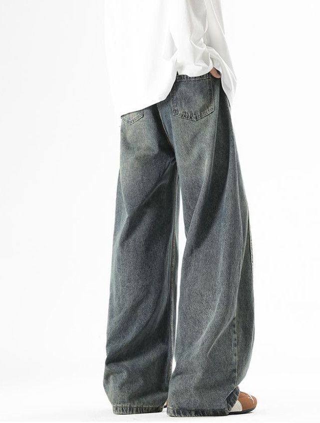 Japanese Brand American retro washed patchwork curved jeans for men Size US 32 / EU 48 - 4 Thumbnail
