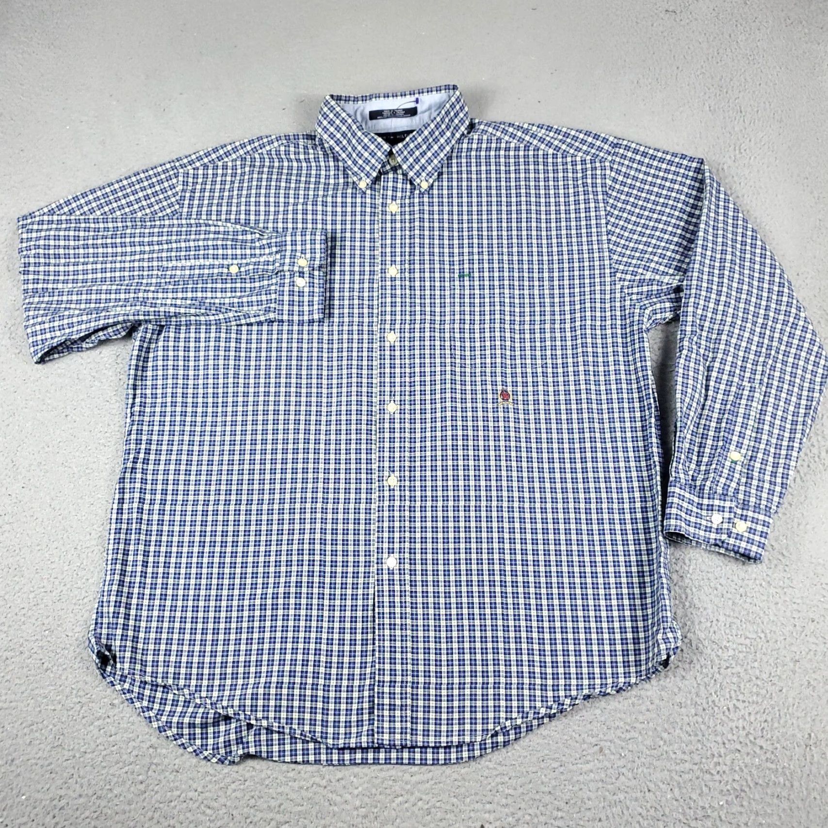Tommy Hilfiger Tommy Hilfiger Shirt Mens XL Blue Plaid Casual Button Up Long Sleeve Size US XL / EU 56 / 4 - 3 Thumbnail