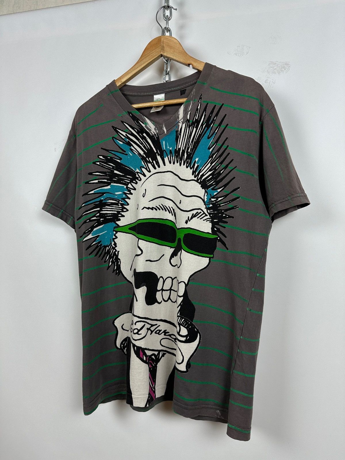 Christian Audigier Vintage Ed Hardy by Christian Audigier V-Neck Skull T-Shirt Size US L / EU 52-54 / 3 - 3 Thumbnail