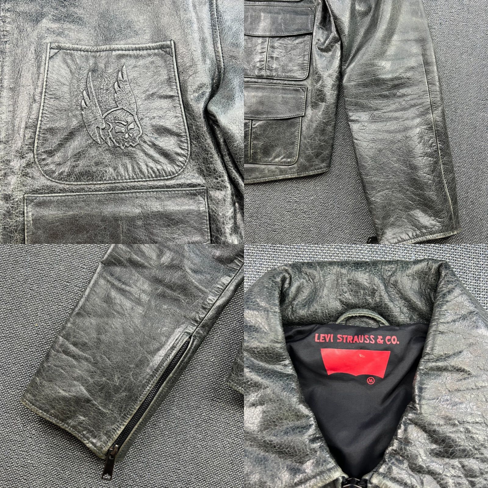 Levi's Levi's Mens Jacket Leather Motorcycle Biker Black Skull Medium Size M Vintage No XS? Size US M / EU 48-50 / 2 - 10 Thumbnail